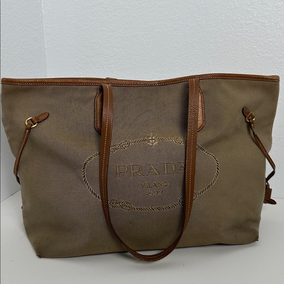 💯Authentic Prada  Canvas Tote Handbag🍀 - Picture 9 of 17